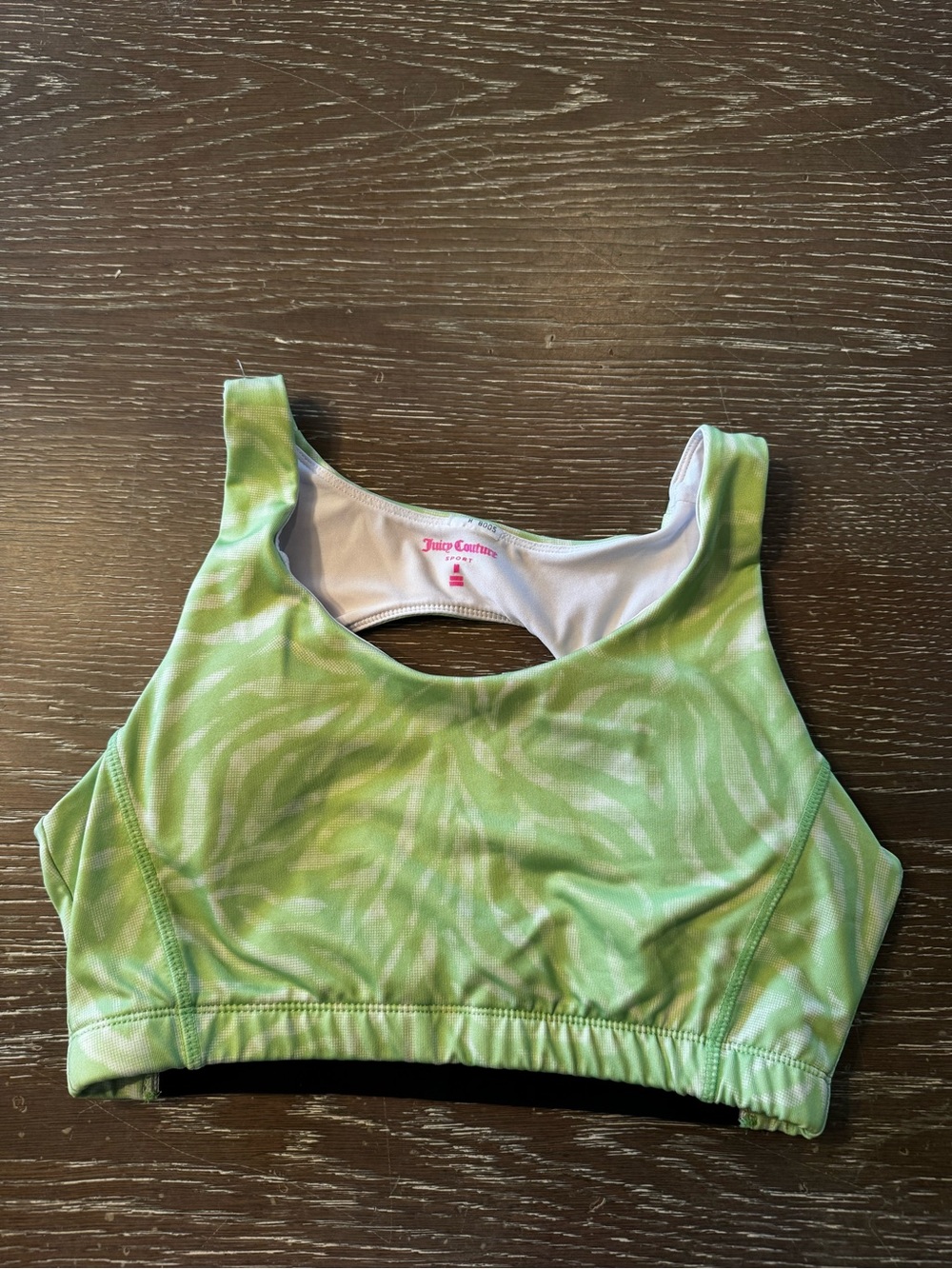 Juicy Couture Lime Green Zebra-Print Sports Bra